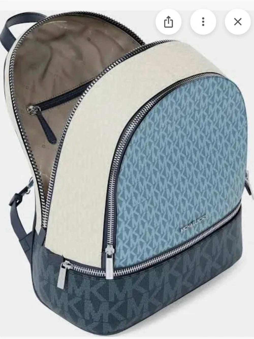 Michael Kors Two-Tone Blue MK Logo Backpack New